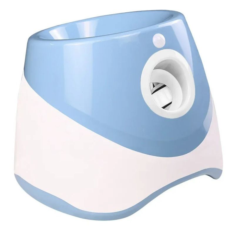 Blue and white sharpener on a white background