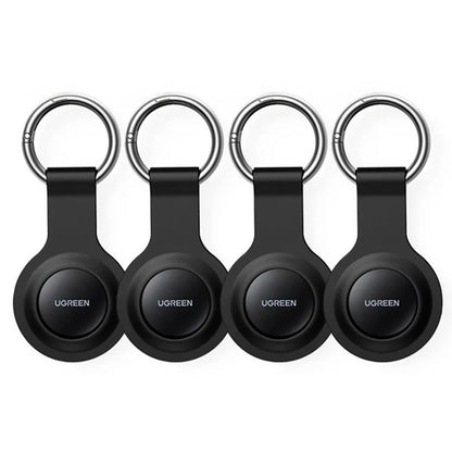 Four black UGREEN keychains on a white background
