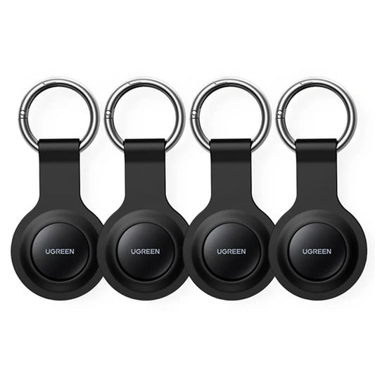 Four black UGREEN keychains on a white background