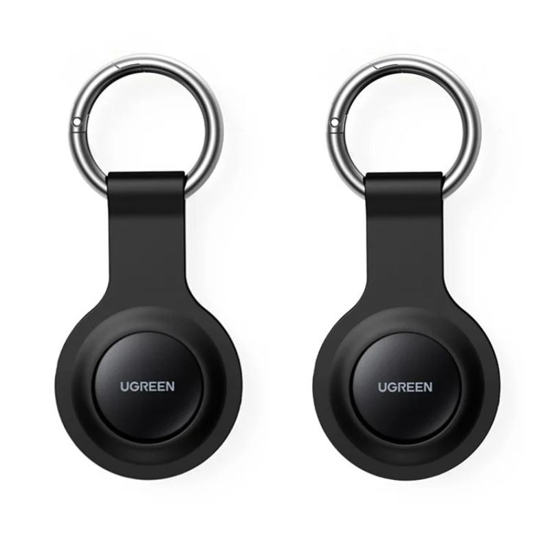 Two black UGREEN keychain devices on a white background