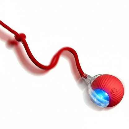 Red ball with a blue light on a white background